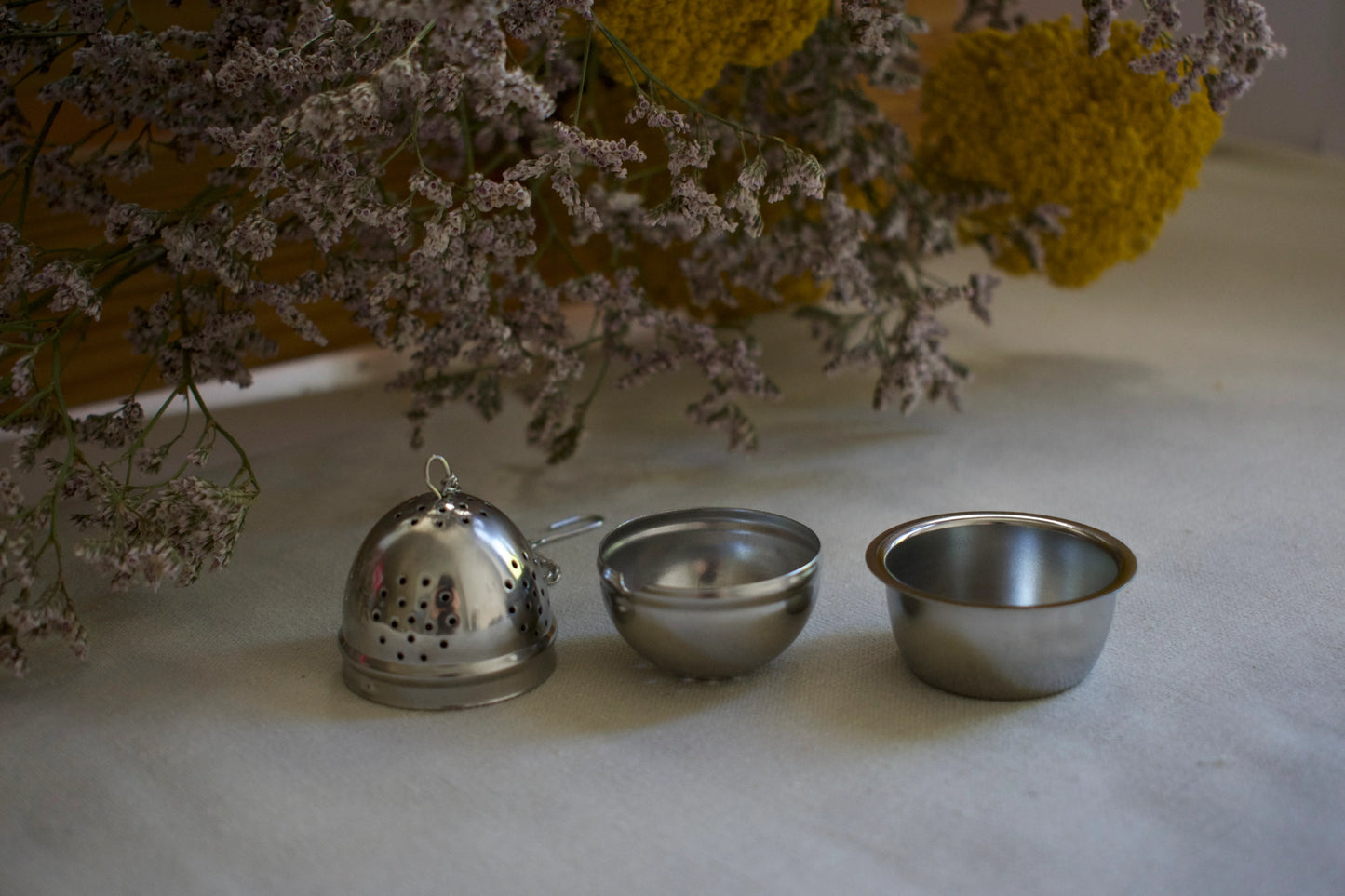 Egg Shaped Tea Infuser with Drip Tray - Stainless Steel Tea Strainer - Verbena herbals