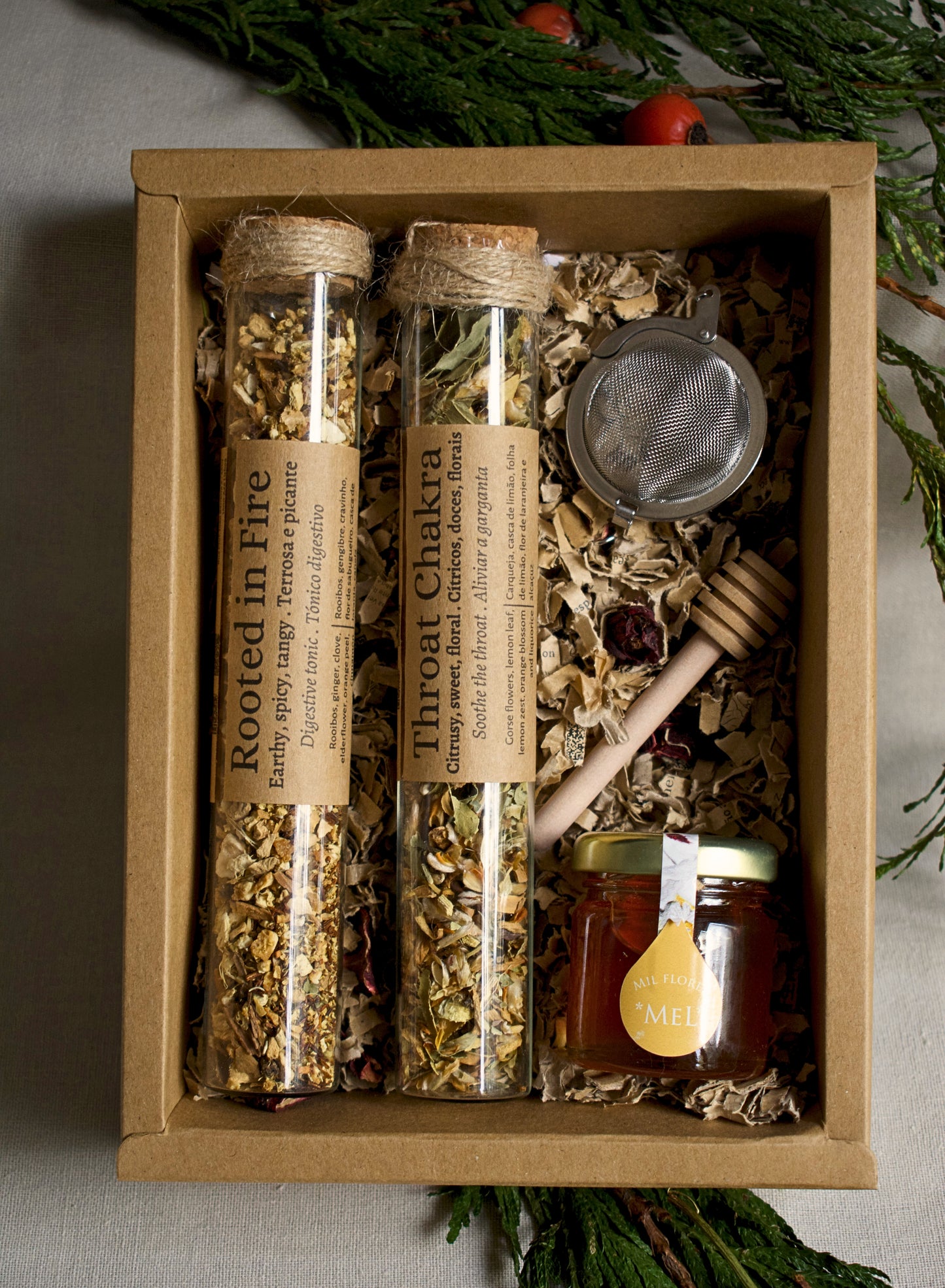 Coffret Cadeau de Noël Thé et Miel - Coffret Rituel Complet avec Infuseur